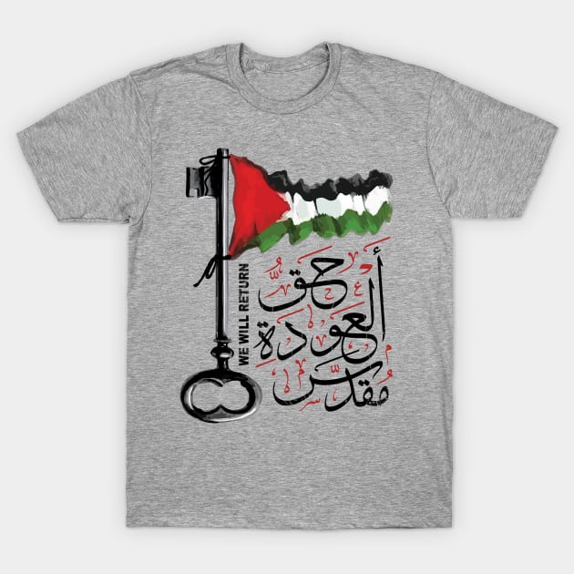 Palestinian Right of Return Sacred Arabic Calligraphy Palestine Flag Solidarity Design T-Shirt by QualiTshirt